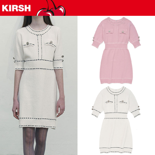 ★2024SS新作★KIRSH★COLOR STITCH POINT KNIT DRESS