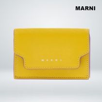 MARNI Street Style Leather Logo Folding Wallets