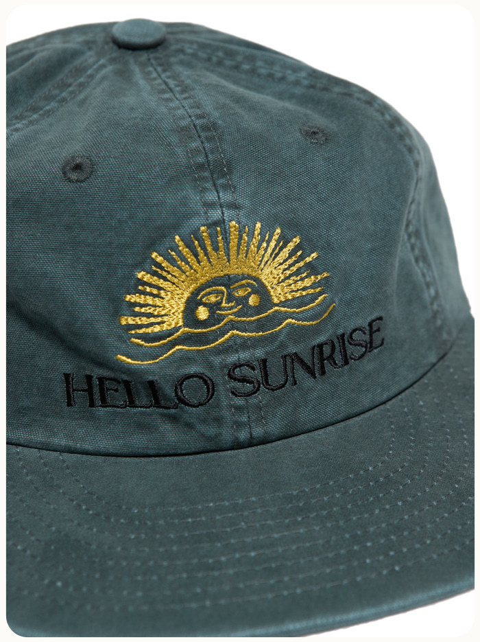 【HELLO SUNRISE】 Washed Typo Arch Logo 6panel Cap /追跡付 HELLO SUNRISE Arch Logo 6Panel Cap Green