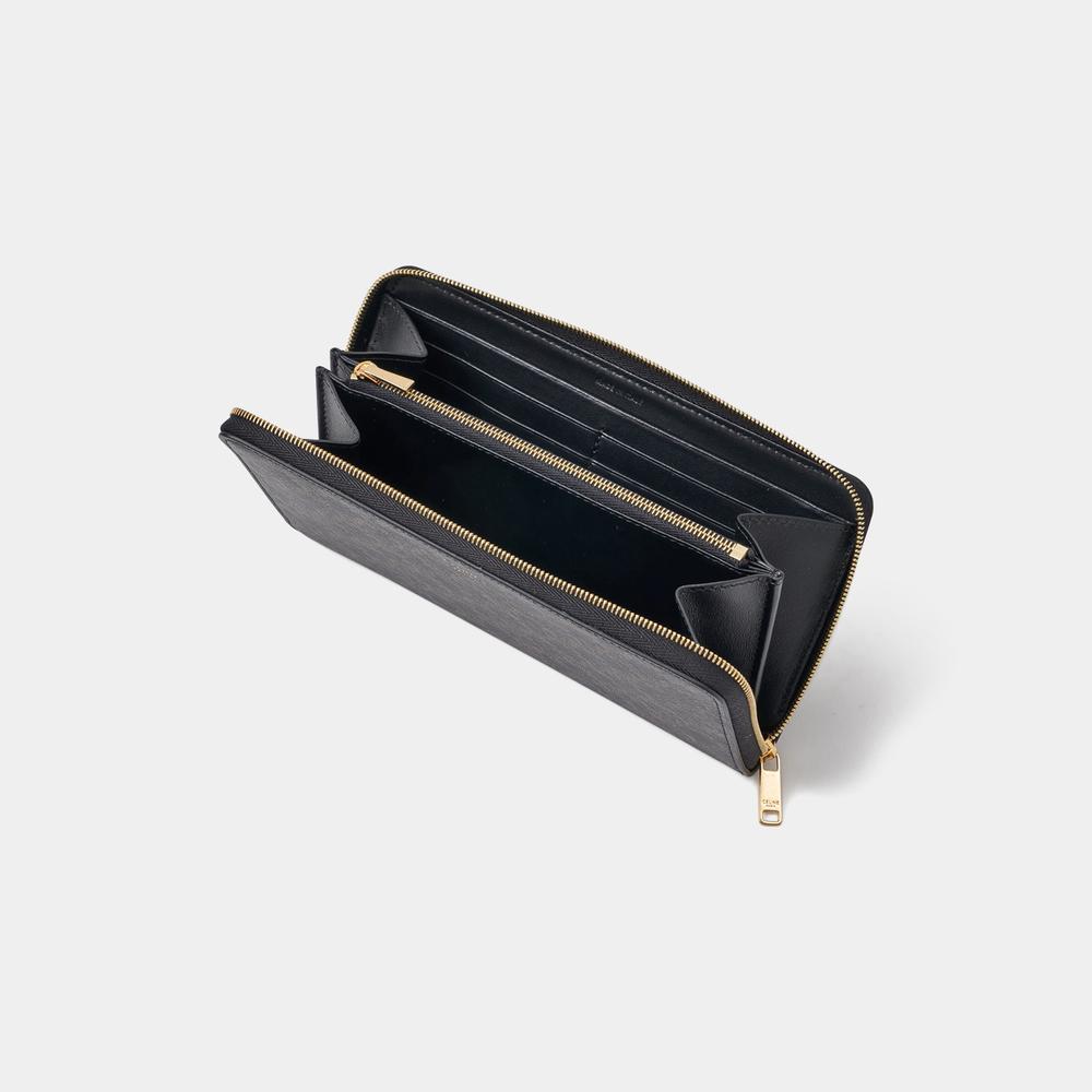 CELINE】トリオンフキャンバス製ラージジップウォレット/black