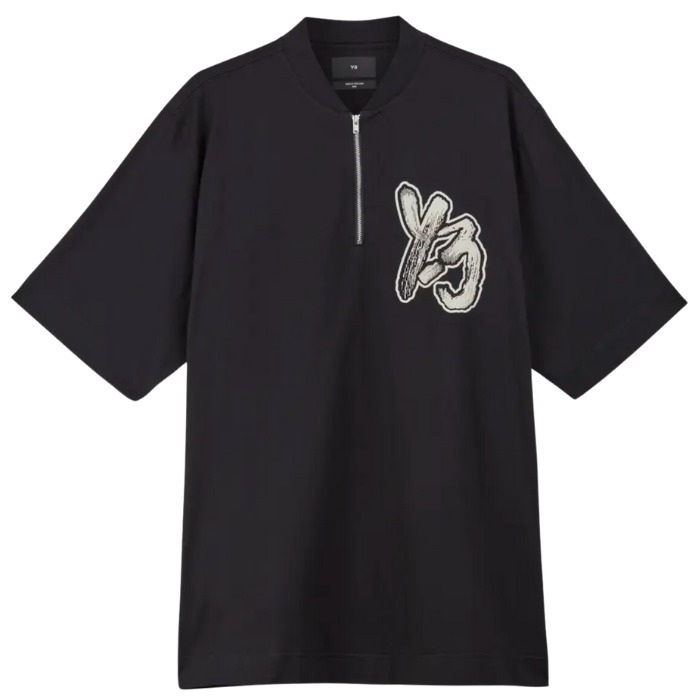 【Y-3】ハーフジップネック Tシャツ コットン ブラック