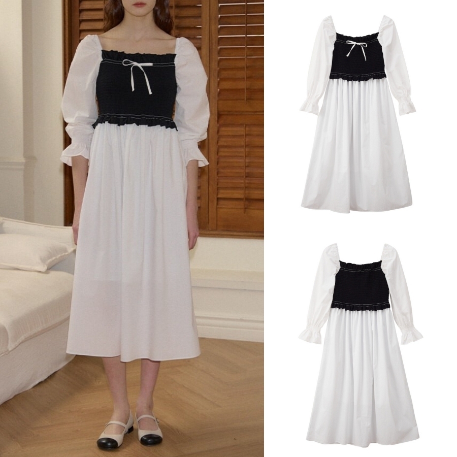 SALON DE YOHN☆Color Block Smocking Dress★新作★