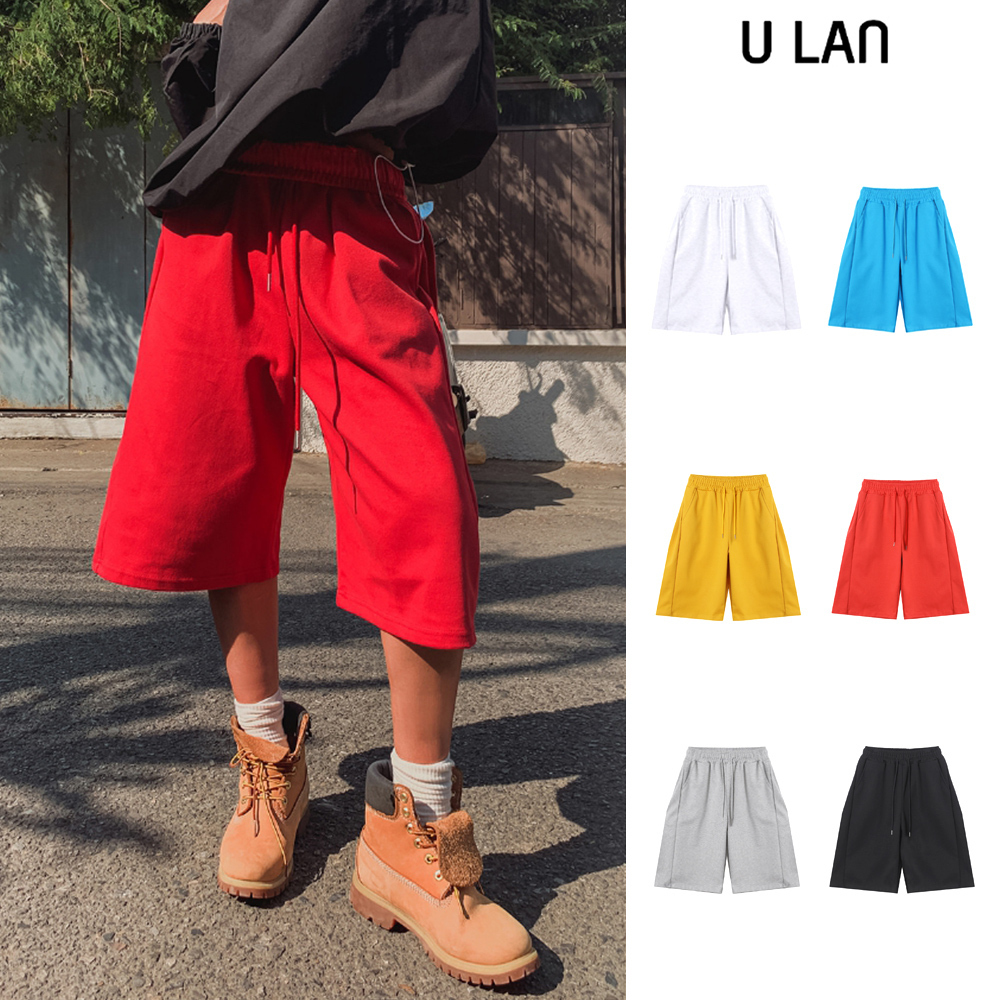 【U LAN】high key side tuck wide half pants