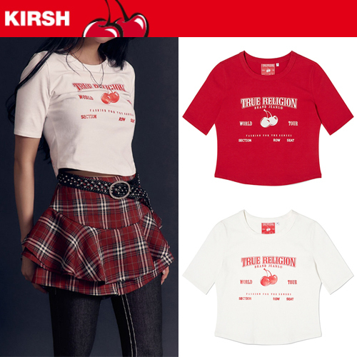 ★2024SS新作★KIRSH X TRUERELIGION★CROP SLIM T-SHIRT