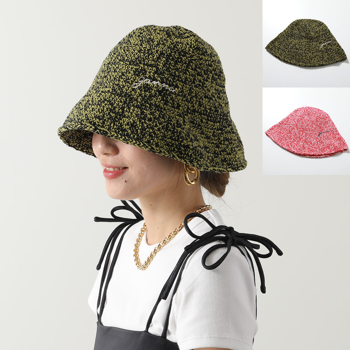 GANNI バケットハット Cotton Crochet Bucket Hat