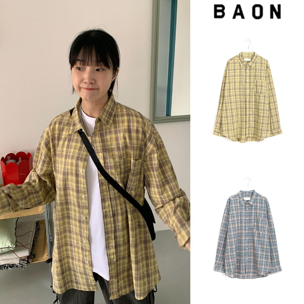 【BAON】[unisex] Fleury vintage check over shirt