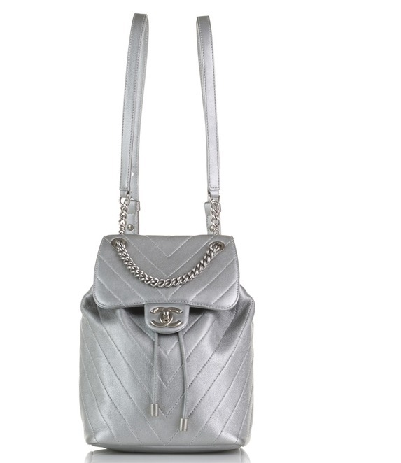 CHANEL ★Chanel Chevron Urban Spirit Backpack Silver