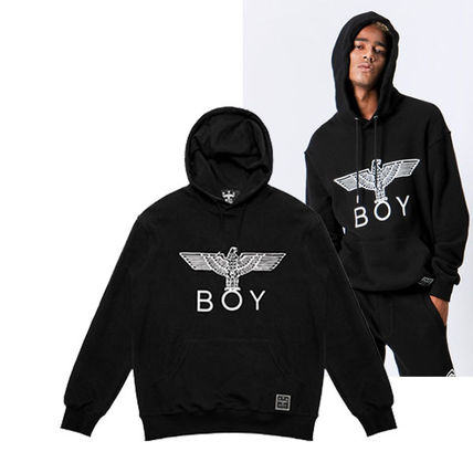 BOY LONDON Hoodies Pullovers Unisex Studded Street Style Long Sleeves Cotton