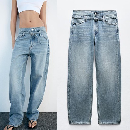 ZARA】TRF TAILORED BALLOON ミッドライズ デニムパンツ ボトムス