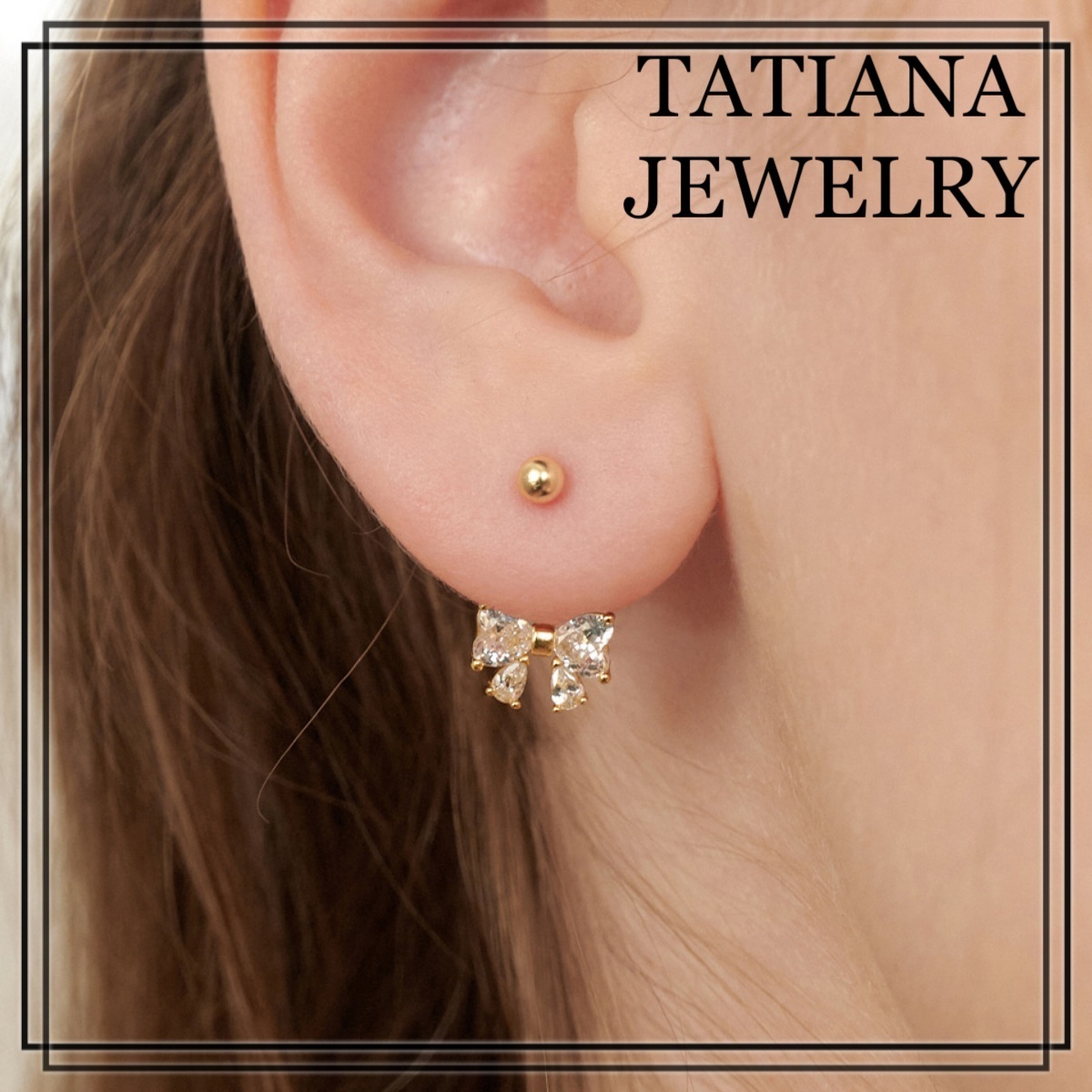 【TATIANA】Twinkle Butterfly Ribbon EarJacket Earring ピアス