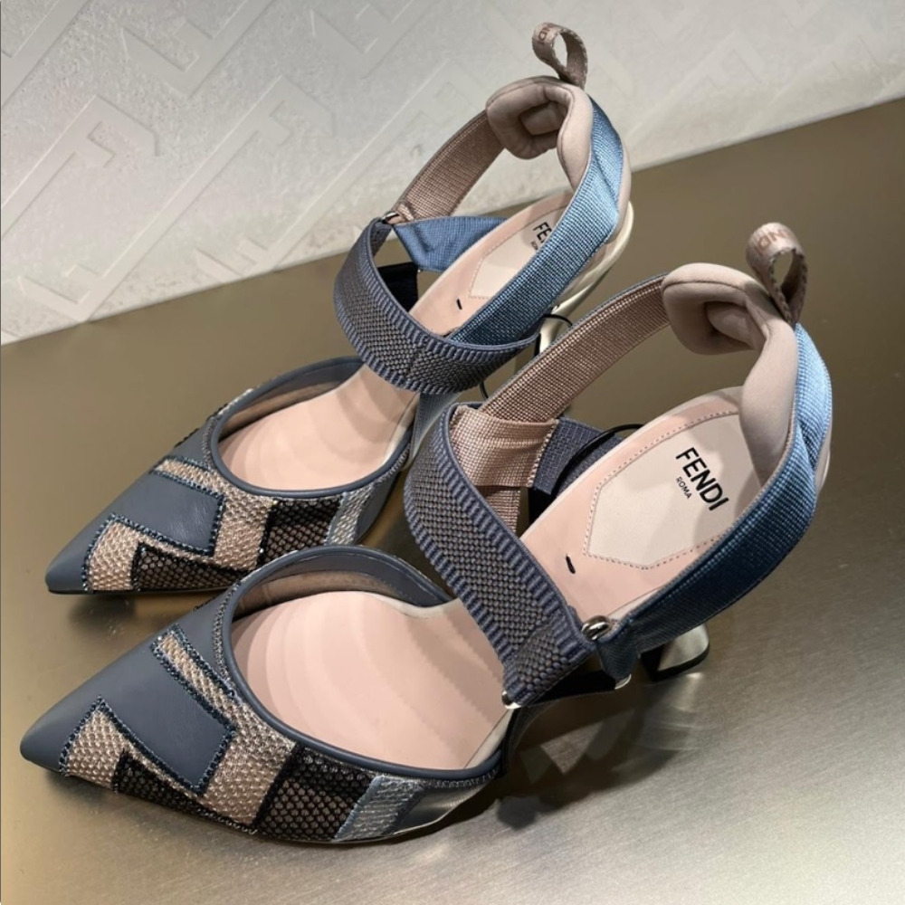 【FENDI】コリブリ インレイレザー ハイヒール スリングバック
