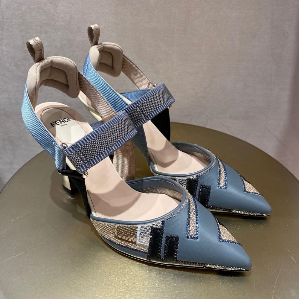 FENDI】コリブリ インレイレザー ハイヒール スリングバック