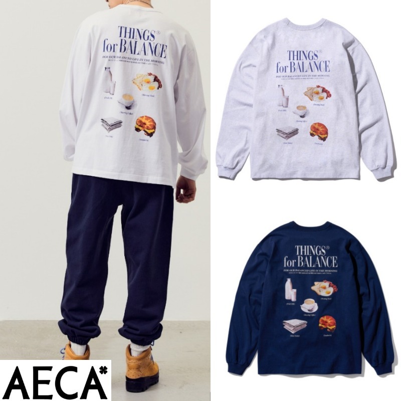 AECA WHITE MORNING CAFE LONG SLEEVE Tシャツ 3colors