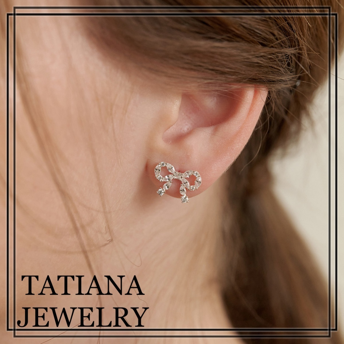 【TATIANA】Cubic Ring Ribbon Earrings (LARGE) 韓国発 ピアス