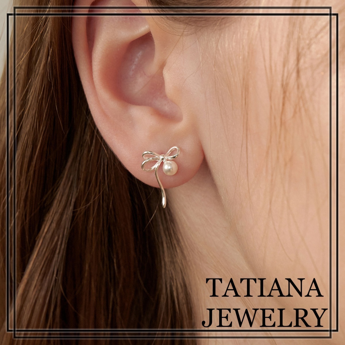 【TATIANA】(Silver925) Angel Ribbon Pearl Earrings ピアス