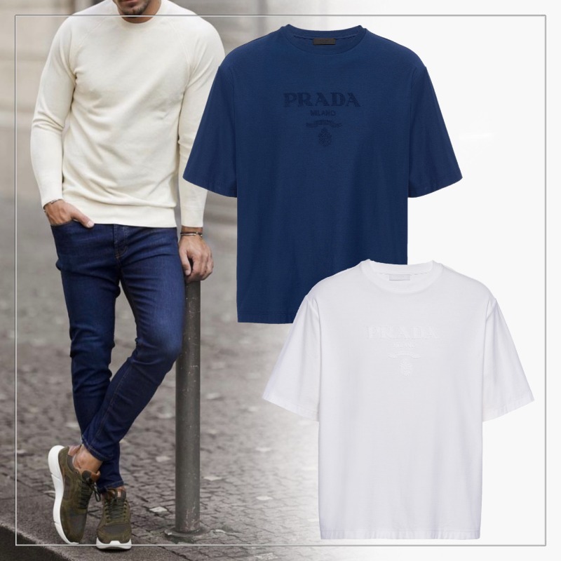 大注目 PRADA◆テクニカルコットン Tシャツ ロゴ オーバーサイズ