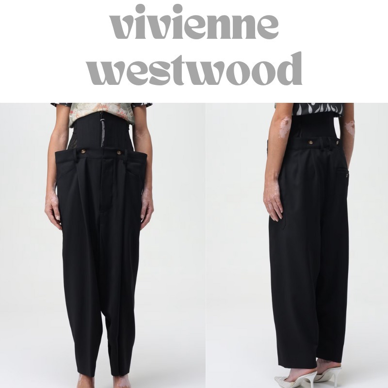 【Vivienne Westwood】送料関税込み!!パンツ ウール 無地 黒