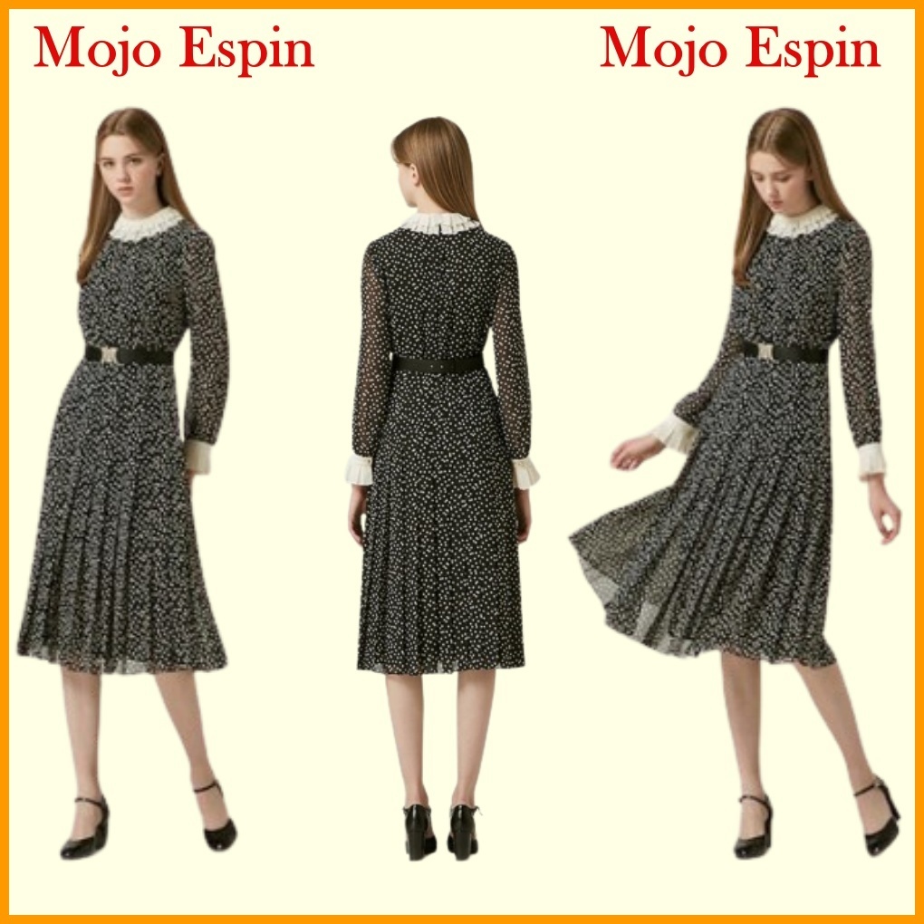 ■MOJO ESPIN(模造エスピン)printed pleated long dress