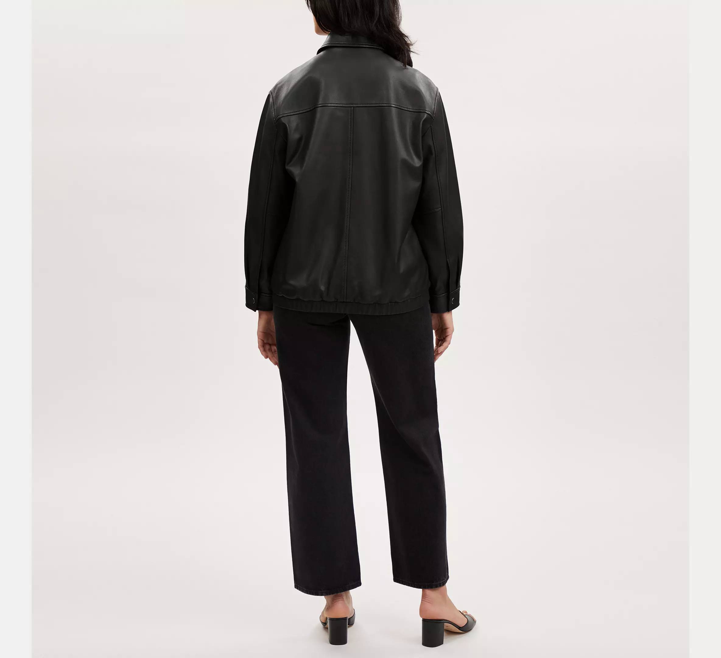 【COACH】オーバーサイズ レザー シャツジャケット CQ829 公式】コーチアウトレット | オーバーサイズド レザー ジャケット