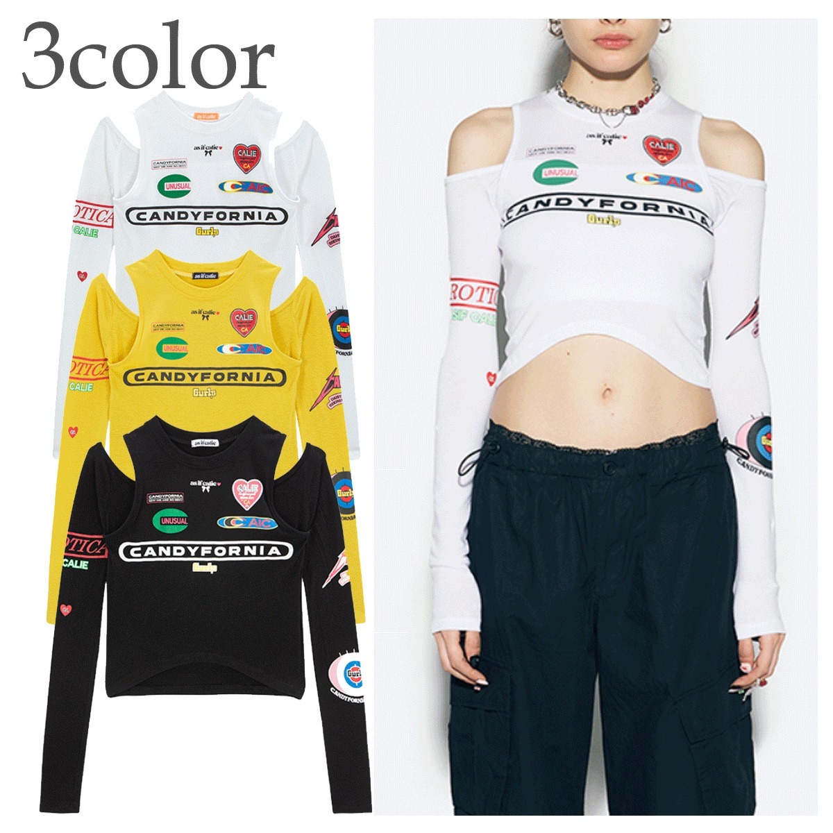 ★送料・関税込★as if calie★CANDYFORNIA CUT OUT LONG SLEEVE asif CALIE CANDYFORNIA CUT OUT LONG SLEEVE 4BFK328 (as if