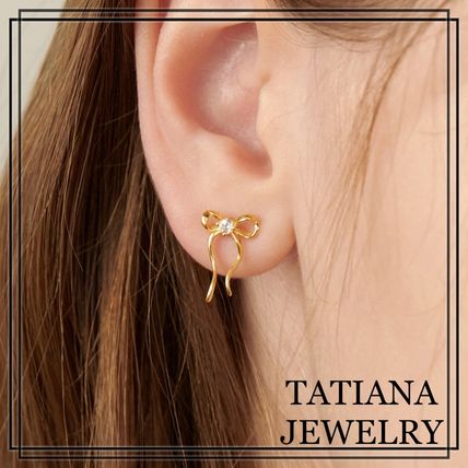 TATIANA】(Silver925) Anette Cubic Ribbon Earrings ピアス