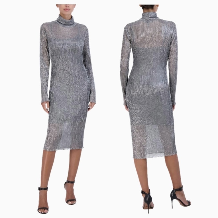 BCBG MAXAZRIA メタリック ボディコン ドレス ワンピース