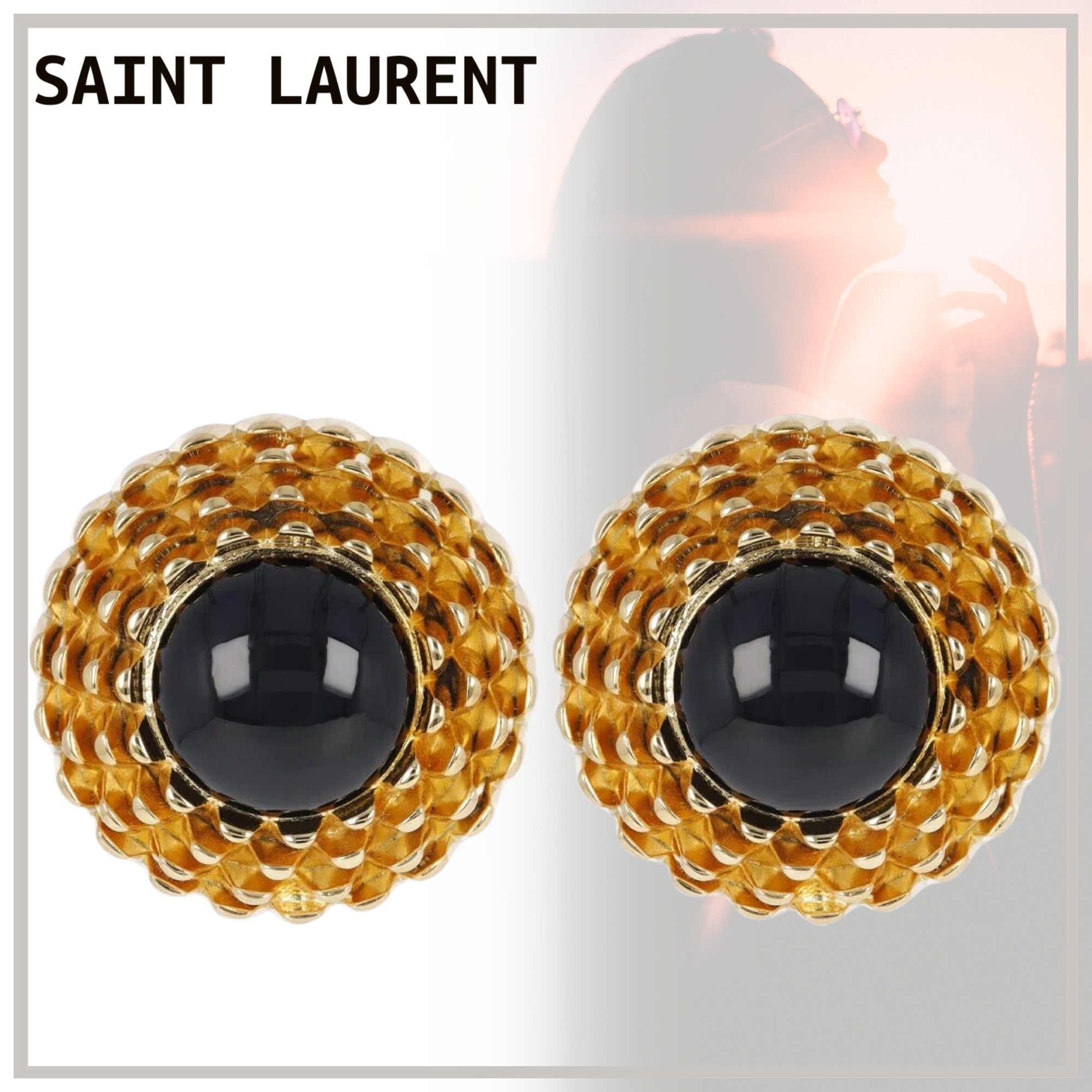 Runway【SAINT LAURENT】Vintage カボション イヤリング 24SS