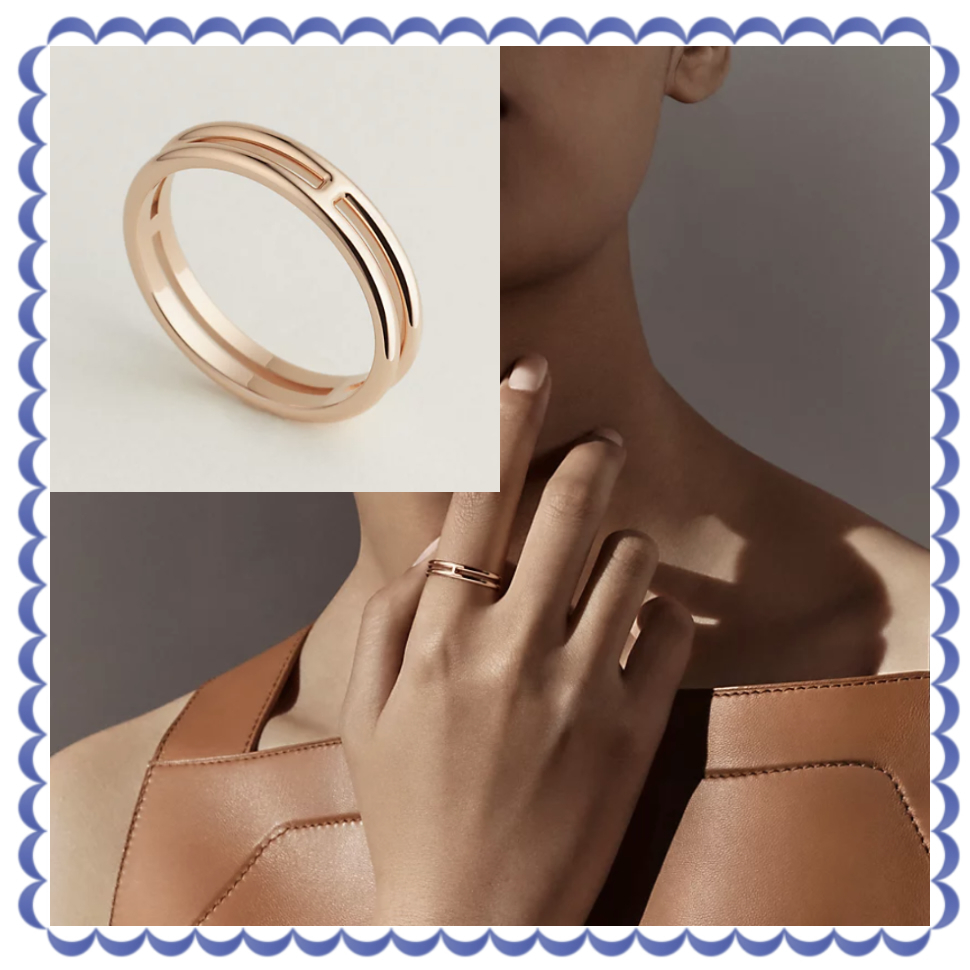 HERMES 指輪 Ariane wedding band ローズゴールド ウェディング