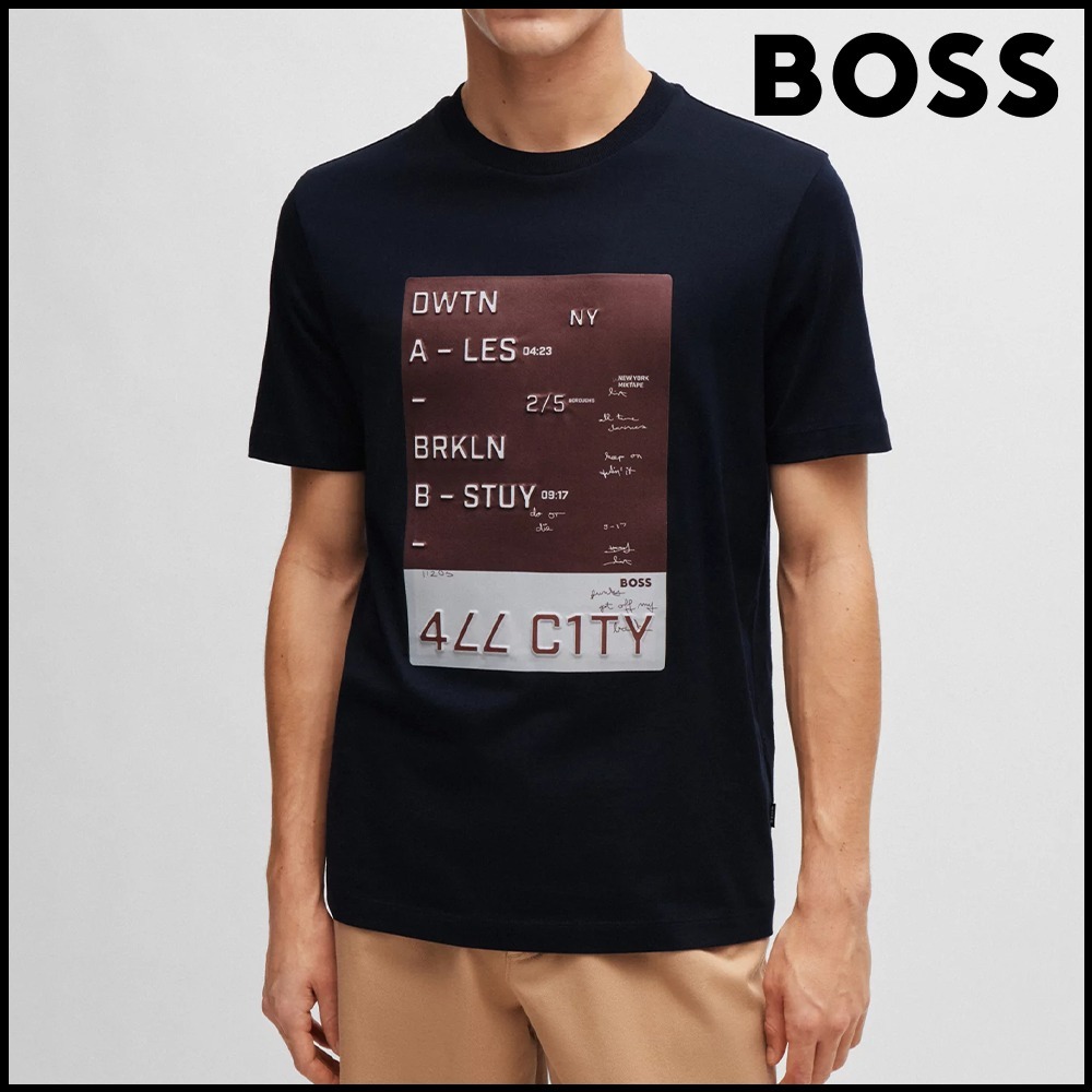BOSS コットンジャージー Tシャツ ミクストメディア