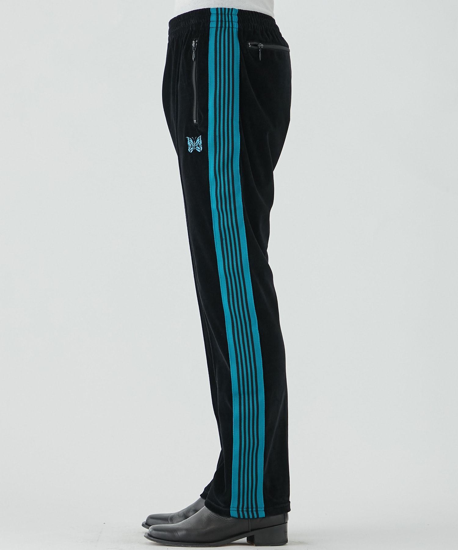 NEEDLES★ベロア ナロー トラックパンツ ブラック 刺繍モチーフ NEEDLES（ニードルズ）Narrow Track Pant（ナロートラックパンツ