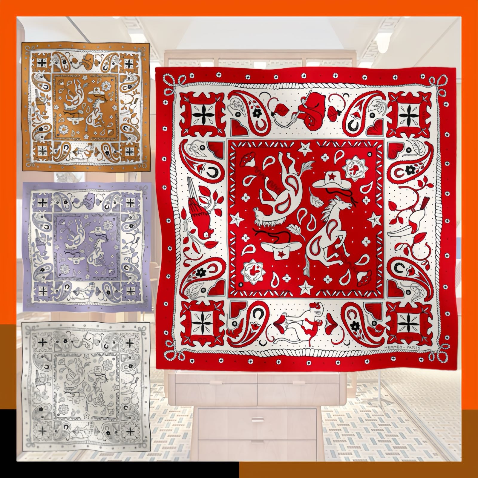HERMES 最新作 人気 スカーフ バンダナ 55 上品 Animaux Bandana