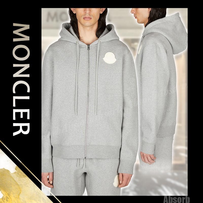 【24SS NEW】MONCLER_man / ロゴパッチ フーディー / Gray