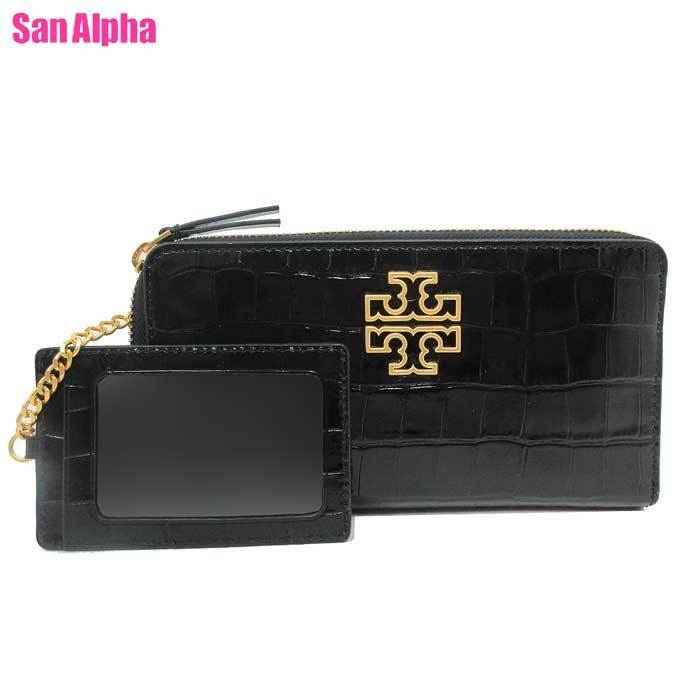 国内即送TORY BURCH クロコ調エンボス 長財布パスケース付145345