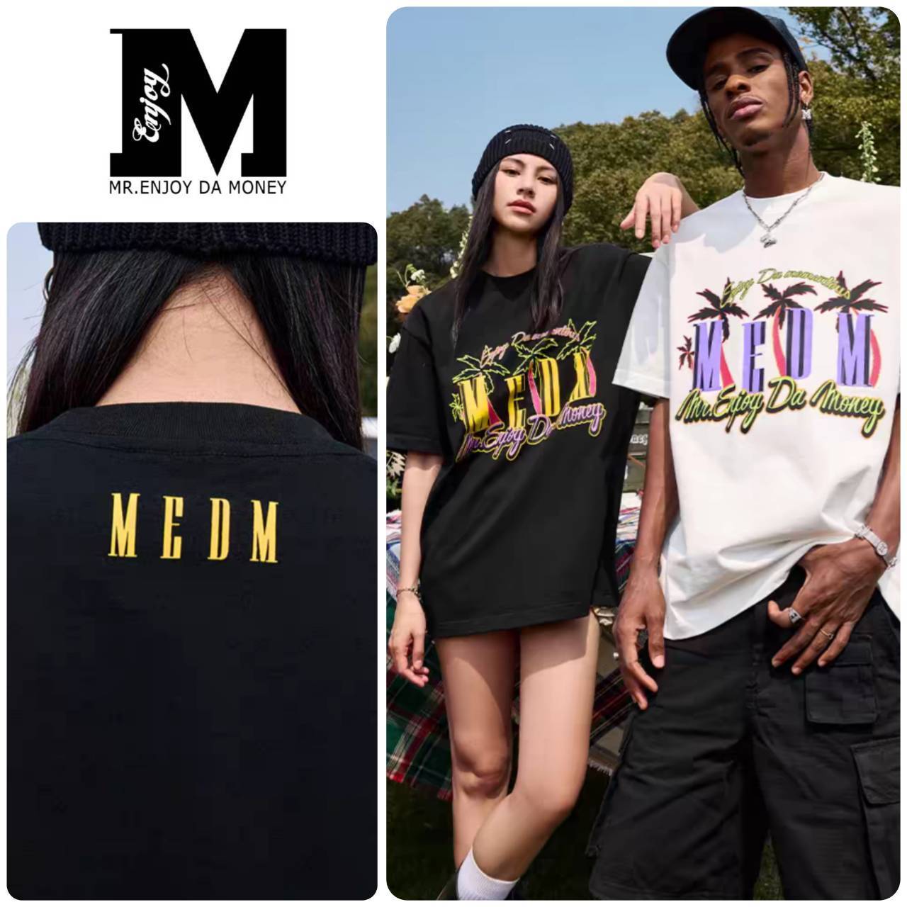 ★MEDM★ ロゴ カジュアル ヤシデザイン 半袖Tシャツ/送料込