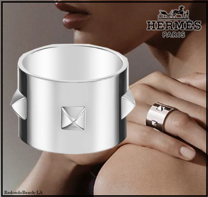 スタッズがアクセント 重ね付けも◎HermesMini Clousリング PM スタッズでクールに決まる】☆HERMES☆Mini Clous リング