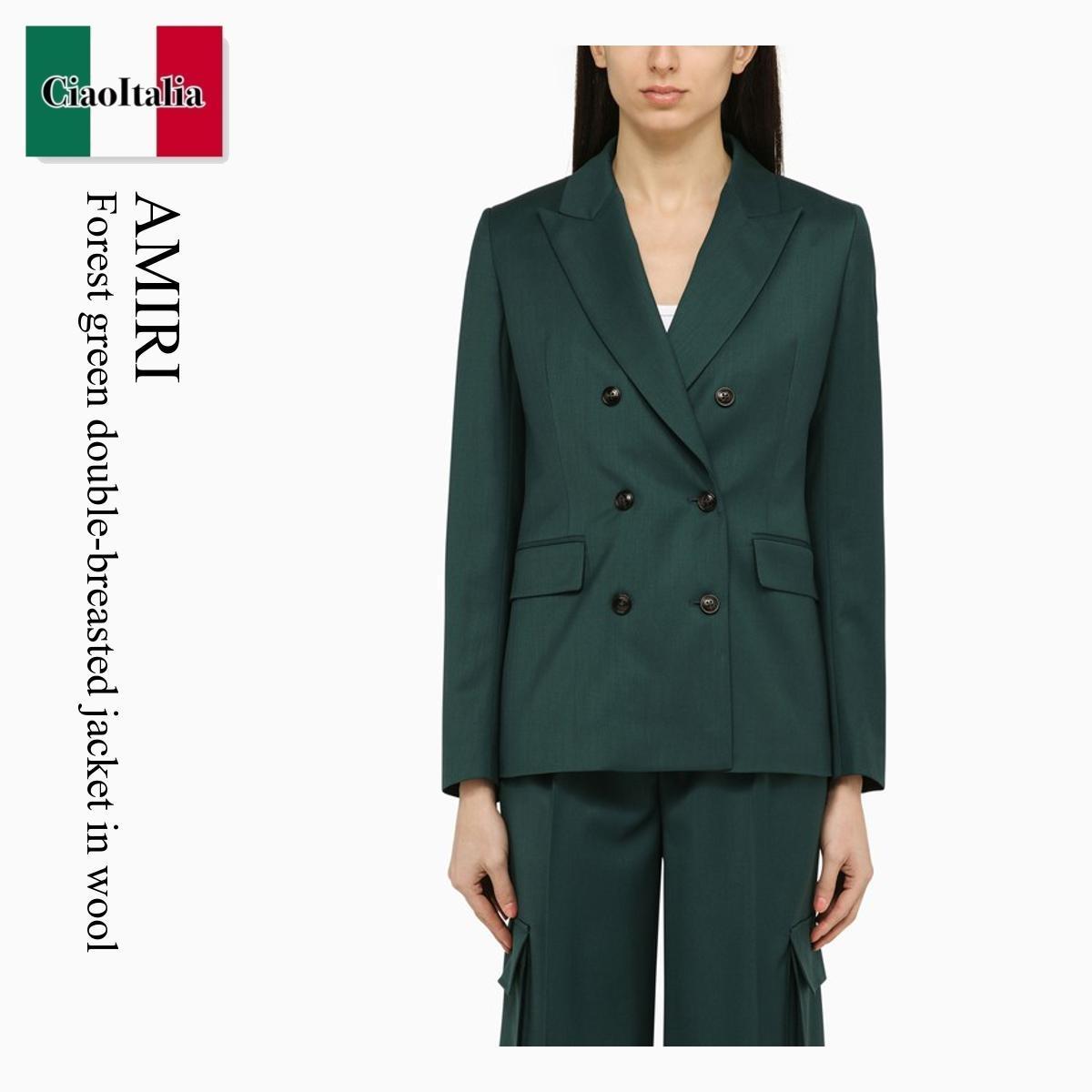 ジャケット Amiri Forest Green Double-Breasted Jacket In Wool