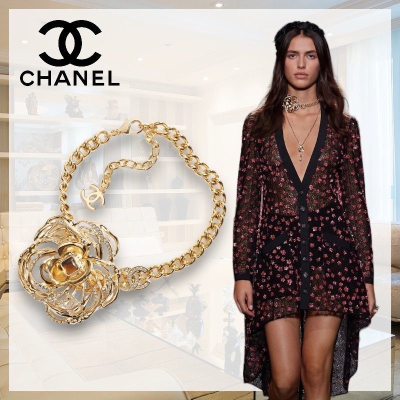 【お花のモチーフがかわいい】 CHANEL CCロゴ チョーカー