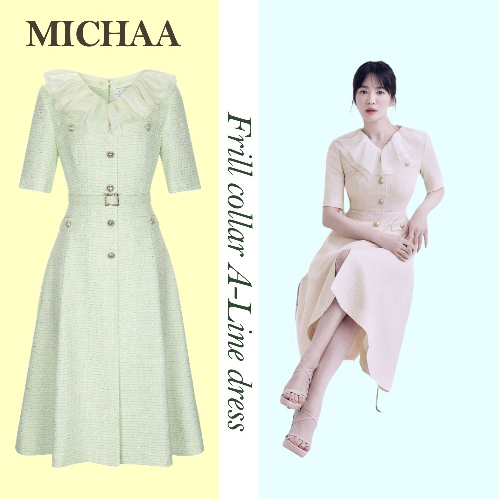 ◆MICHAA(ミーシャ)フリルカラー Aライン ワンピース