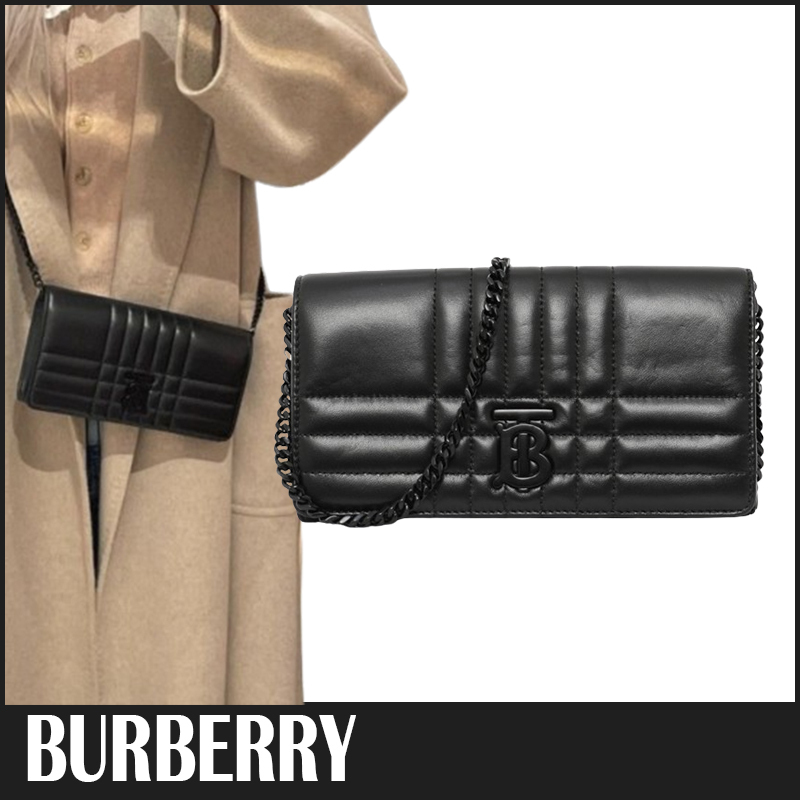 送料関税込☆BURBERRY キルティング ローラ チェーン ウォレット