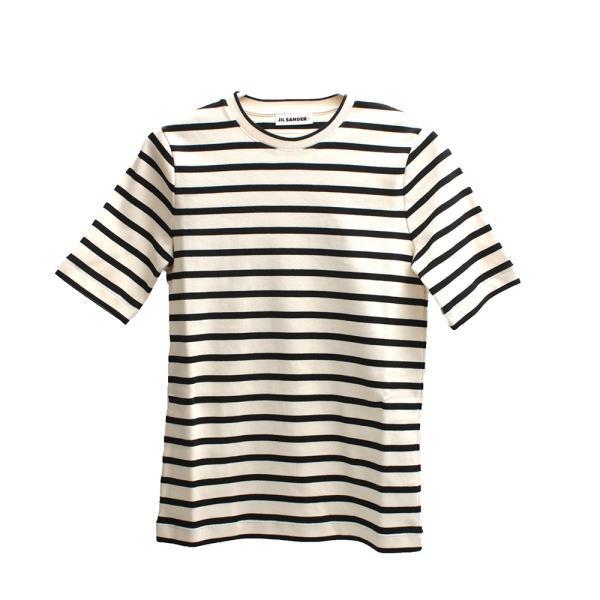 ジルサンダー Tシャツ クリーム ボーダー JILSANDER