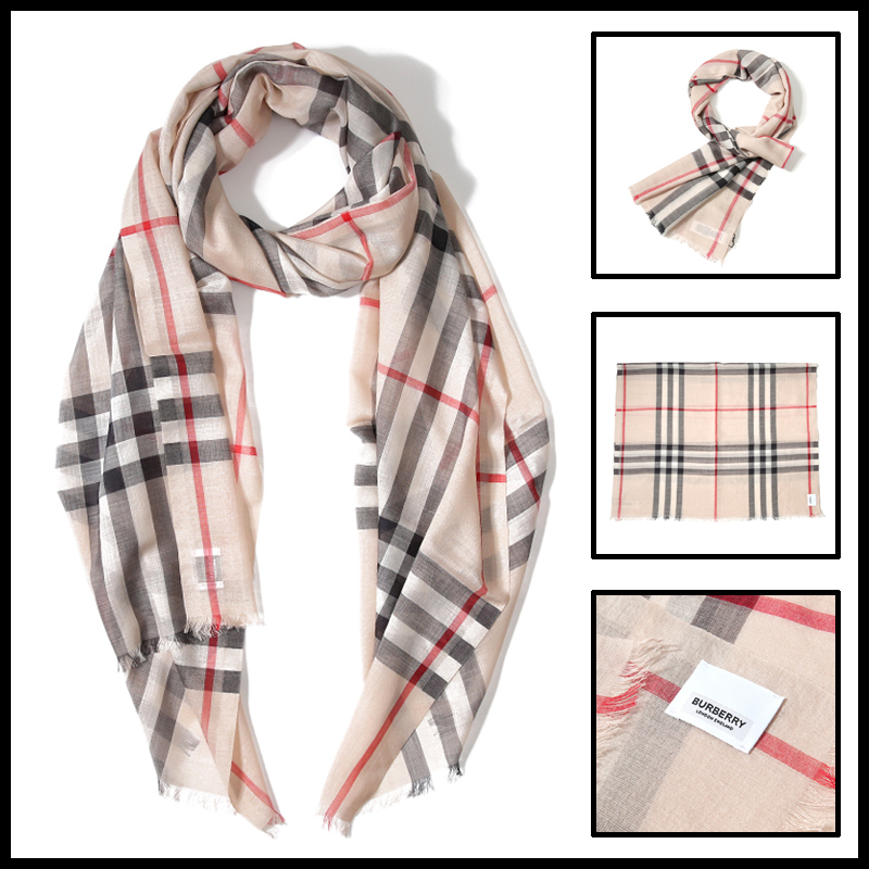 ★送料関税込★Burberry チェック ウール シルク スカーフ