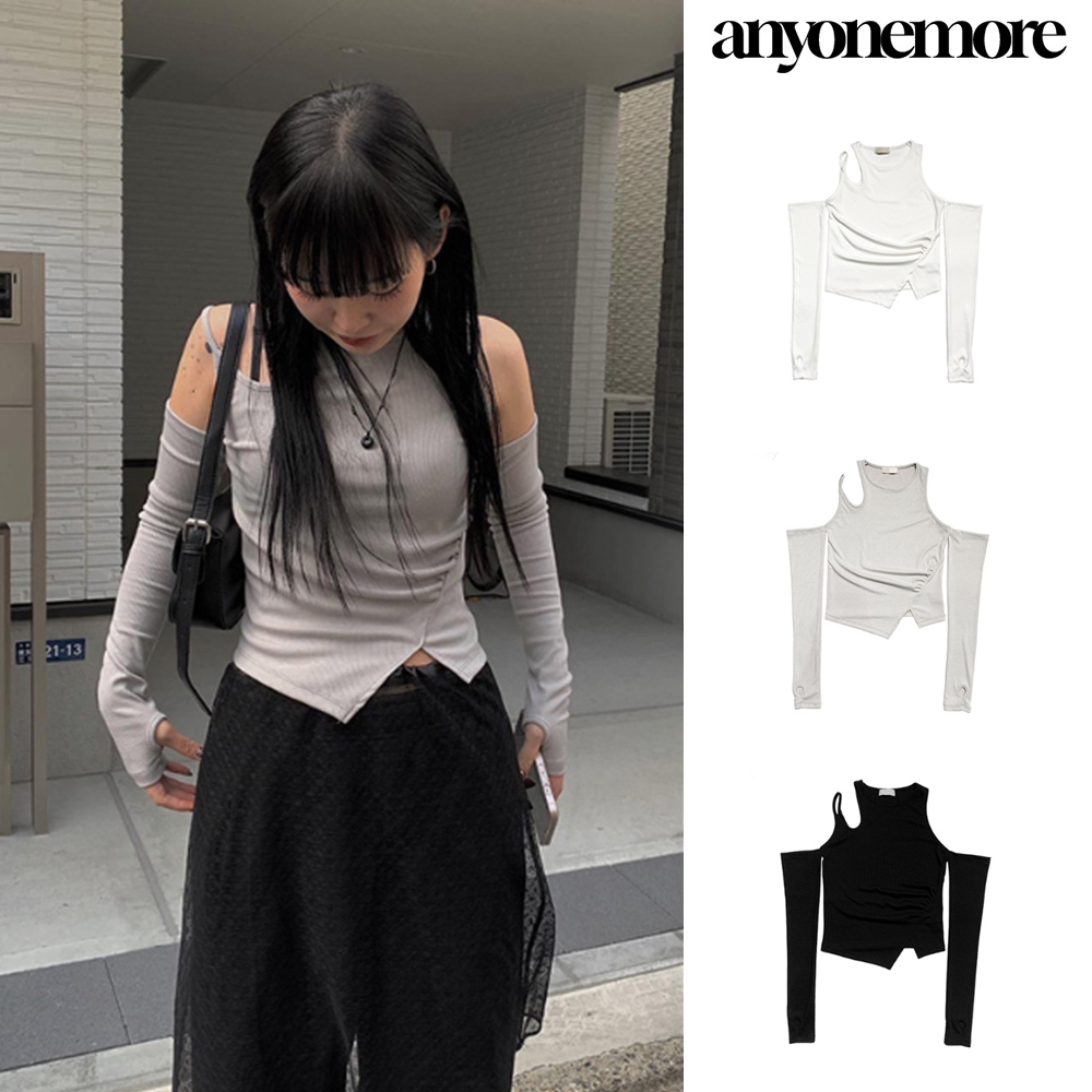 【Anyone more】Loop Cutout Warm Silt Tee