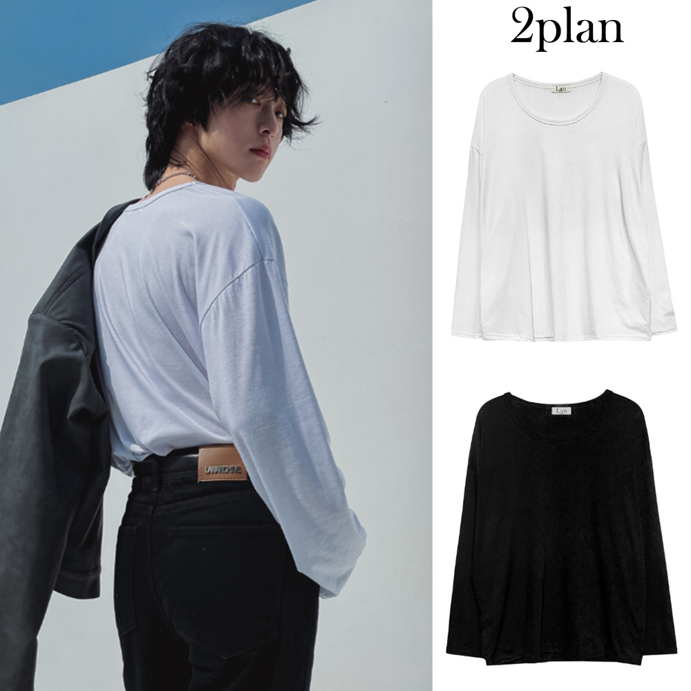 【2plan】24SS★ [MADE] [2PACK] Silket U-neck long-sleeve T