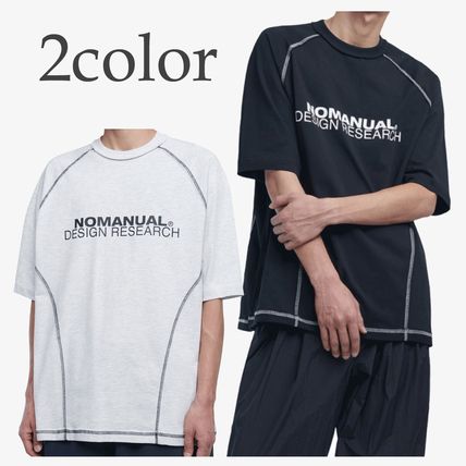 NOMANUAL Crew Neck Crew Neck Unisex Street Style U-Neck Plain Cotton