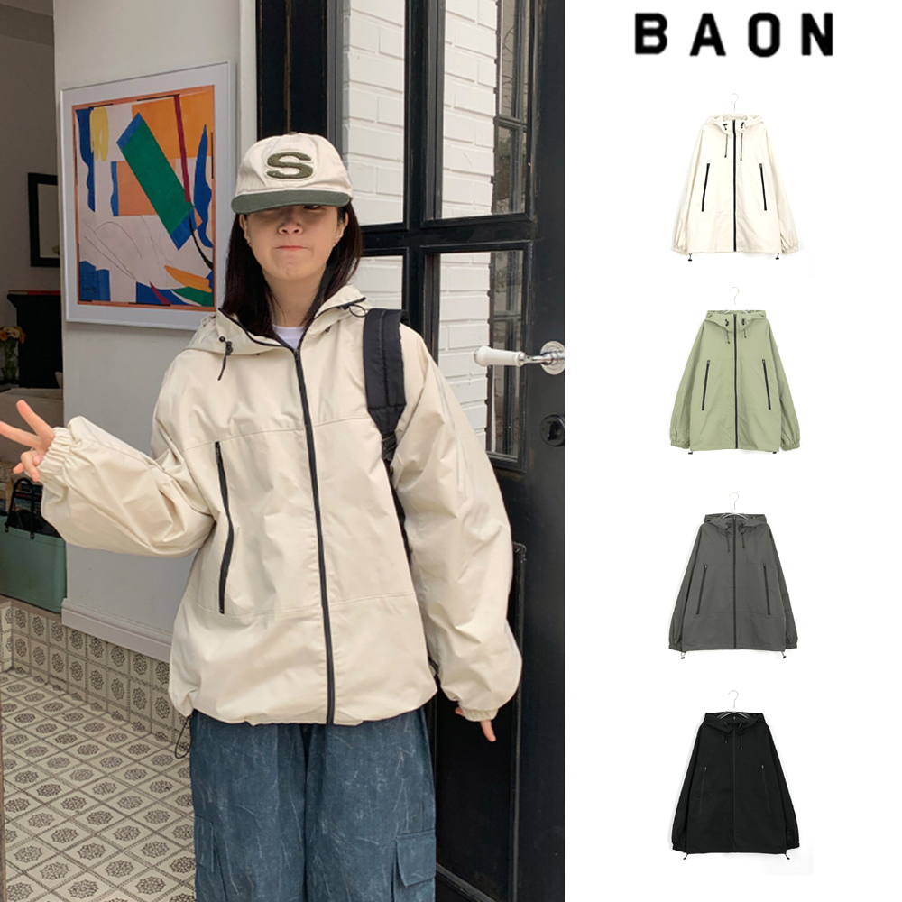 【BAON】[unisex] Kocho String Over Hood Wind Jumper