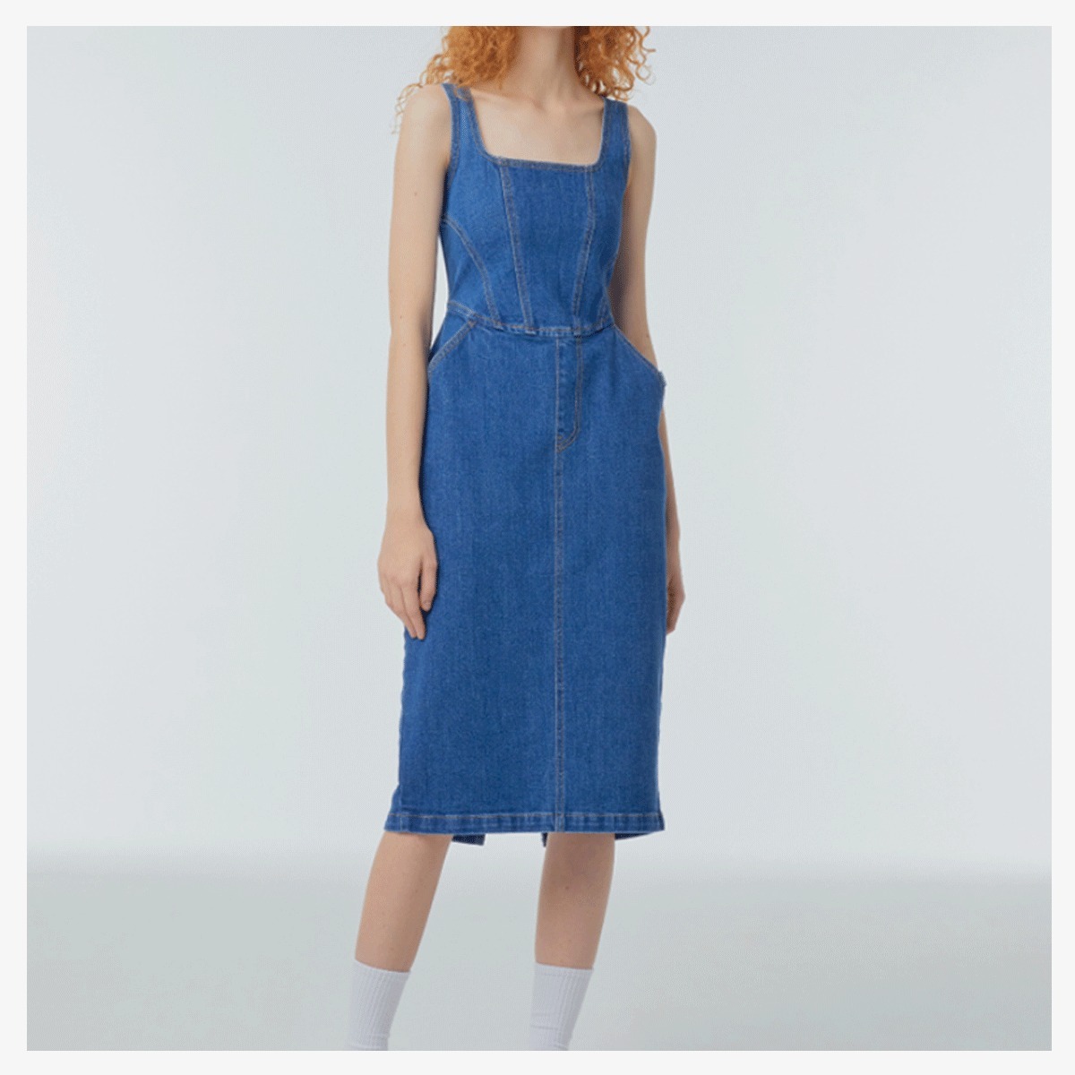 ワンピース INSTANTFUNK Square-neck denim corset dress 4BTR503