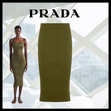 PRADA More Skirts Ribbed knit cotton skirt