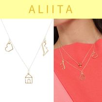 【ALIITA】送料関税込み!!ハート 家 恐竜 トリオ 9K ネックレス