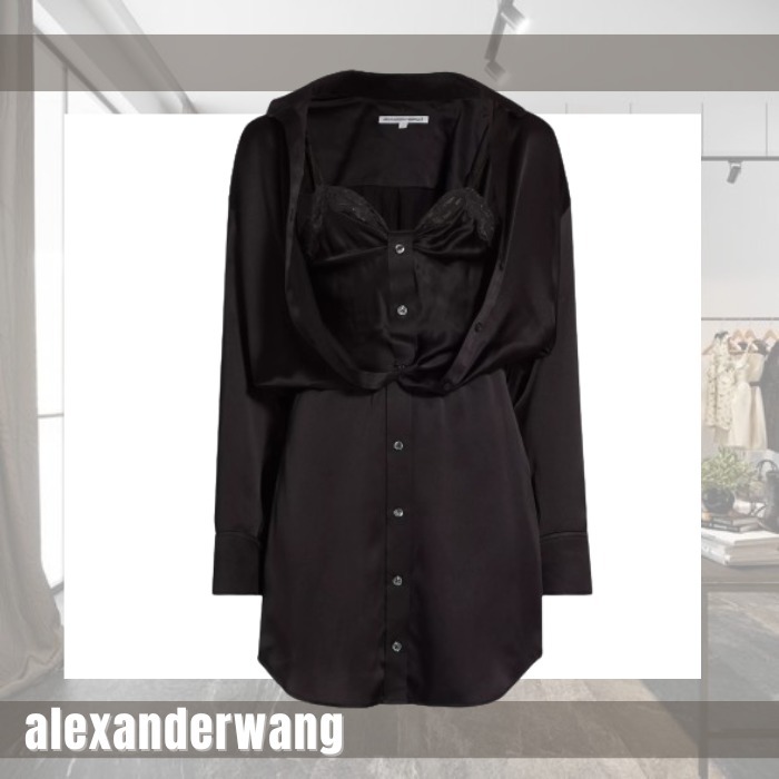 大人気★肌見せドレス【alexanderwang】レイヤードシャツドレス