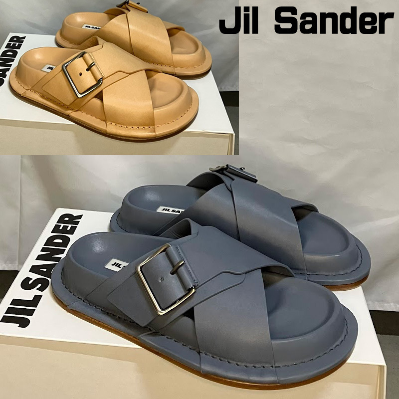 直営店買付 JIL SANDER ジルサンダー レザー サンダル クロス
